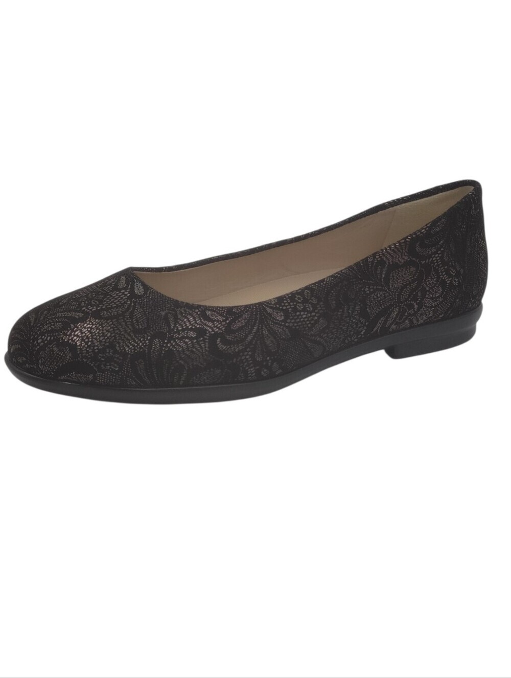 SAS Scenic Ballet Flats Size 9N Black Lace Print Slip On Removable Footbed New